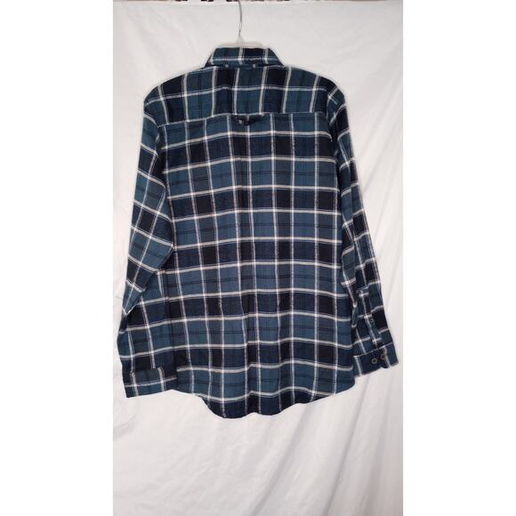 Stanley Blue & White Plaid Flannel Button Front Long Sleeve Shirt - Picture 7 of 12